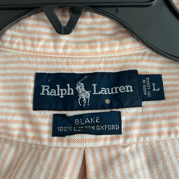 Ralph Lauren Peach and White SS Button Down *FINAL PRICE* - Picture 2 of 3